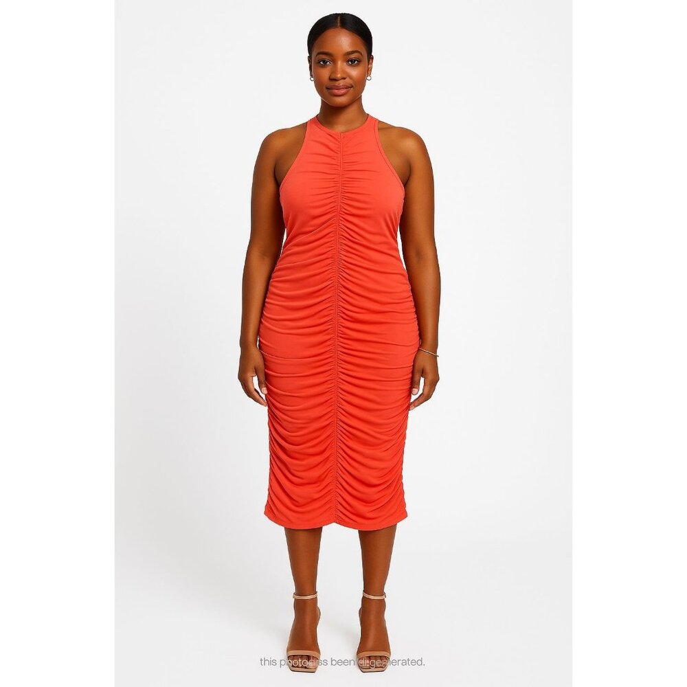 Lovers & Friends Ruched Dress Coral Medium